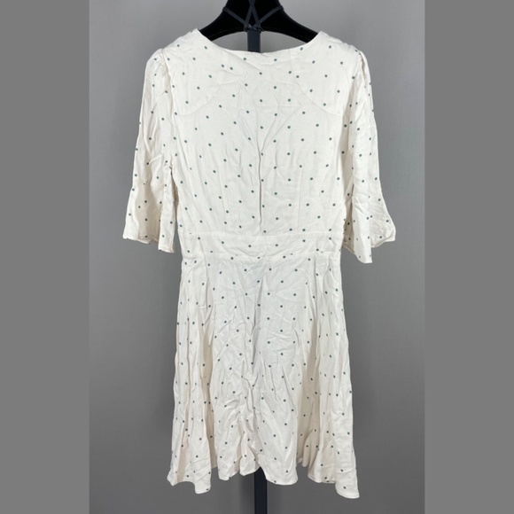NEW Free People Dress Womens 2 off white green dot boho indie casual - Picture 8 of 11